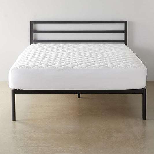 Amazon Basics Hypoallergenic Breathable Quilted Mattress Topper Pad, 18 Inches Deep, Fitted, Machine Washable, Full Size, White