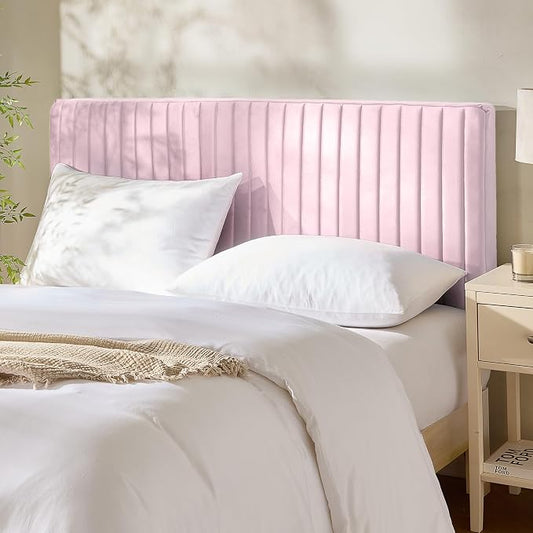 Hearth & Harbor King Headboard Only, Floating Wall Mounted Headboard King Size, Easy Assemble Upholstered Peel and Stick Headboards, 3D Soundproof Bed Wall Panels, Velvet Stick on Headboards, Pink