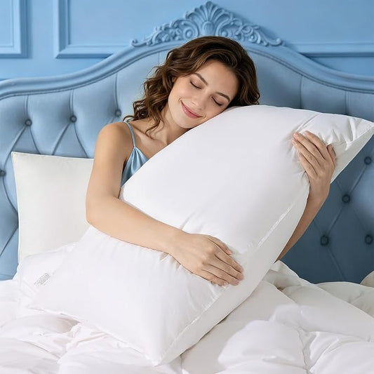 Goose Down and Feather Pillow King Size, 100% Cotton Shell, 3-Chamber 5 Stars Hotel Pillow for Sleeping, Bed Pillows for Neck Pain Relief, Perfect for Side, Back Sleepers - (20"x36",1 Pack)