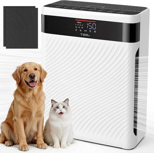 Air Purifier for Home with Pets, H13 HEPA & Washable Filter, Helps Capture Pet Hair, Dander, Dust & Odors, PM2.5 Sensor Smart Auto Mode, Quiet Air Cleaner for Bedroom Living Room