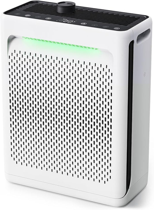 Air Purifier for Home Large Room, CADR 270 Powerful Bedroom Air Cleaner|Washable Pre-Filter, High Efficiency Filter, AQI Display, AUTOMode with Aroma, Reduce Pets Hair Dust Pollen Odor, DH-JH023 White