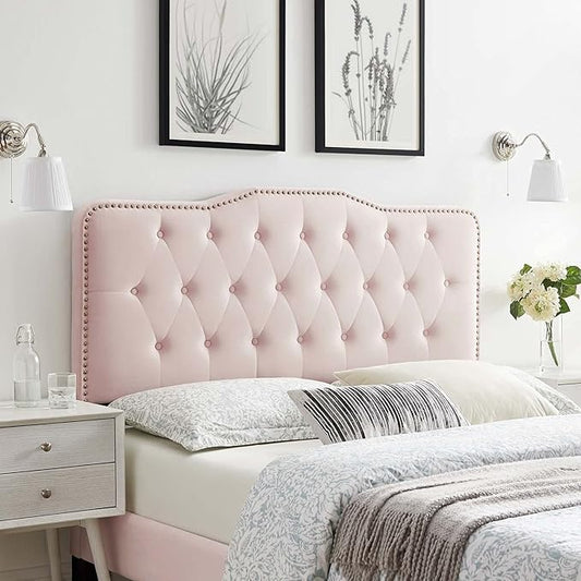 Modway MOD-6410-PNK Sophia Tufted Performance Velvet Full/Queen Headboard, Pink