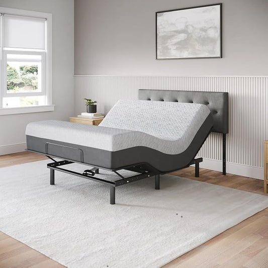 Celestial Sleep Aurora Adjustable Bed Base (Frame) + 12 inch Gel Memory Foam Mattress (Medium Soft), Easy Assembly, Head and Foot Lift, Zero Gravity, Memory Positions, CertiPUR-US Bed - Full