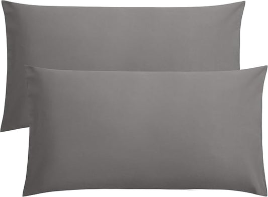 FLXXIE King Pillow Cases Set of 2, Soft Microfiber Pillow Covers with Envelope Closure, Wrinkle, Fade and Stain Resistant Pillowcases, 20x36, Dark Grey