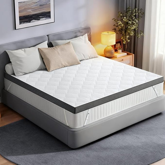 Extra Firm Mattress Topper Twin: 3 Inch Super Extra Support Bed Topper, Cosy Mattress Pad for Back Pain Relief, Breathable Washable Cover with Anti-Slip Straps, CertiPUR-US Oeko-Tex Certified 75x38