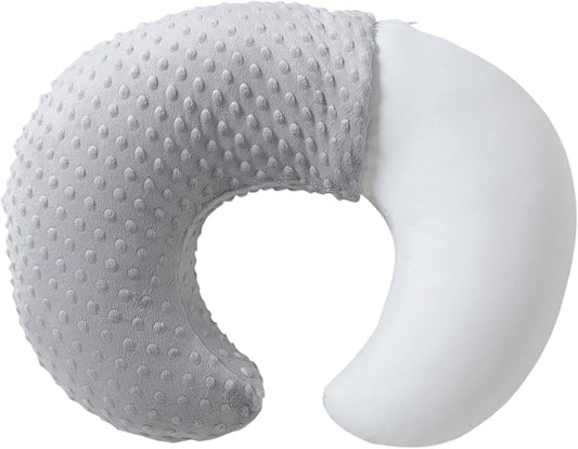 Baby Nursing Pillow and Body Positioner with Premium Slipcover for Breastfeeding for Baby Boys and Girls, Feeding Pillow with Breathable Comfortable Pillowcase (Gray)
