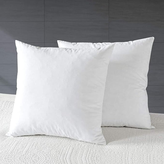 APSMILE Organic 20x20 Feather Down Throw Pillow Inserts Set of 2, 100% Cotton Fabric, Soft Fluffy Square Decorative Pillow Form Core for Sofa, Bed, Couch, Cushion Sham Stuffer