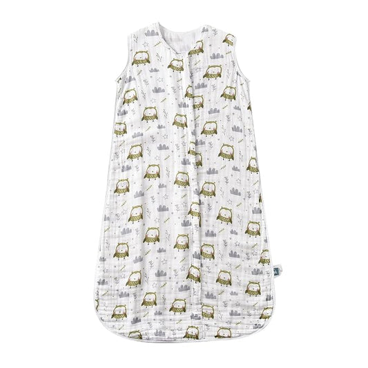 TADO MUSLIN Toddler Sleep Sack 2-4T, 0.5 TOG Lightweight Wearable Blanket, 100% Organic Cotton Muslin, Sleeveless, 2-Way YKK Zipper, OEKO-TEX Certified, Owl