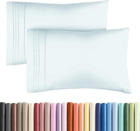 Standard Pillow Cases Set of 2 - Ultra-Soft Hotel Quality Pillowcase Covers - Comfy & Wrinkle Free - Stain & Fade Resistant - Machine Washable Pillow Protectors - 2 Piece Set - Standard Size Ice Blue