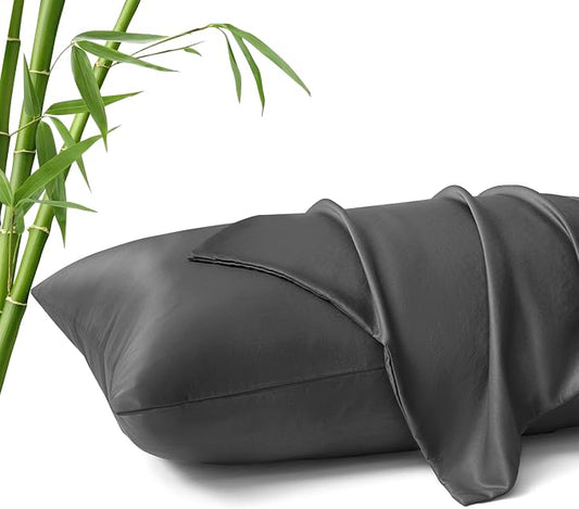 MR&HM King Pillow Cases Set of 2, Cooling Pillow Case for Hot Sleepers 20"x36", Breathable & Moisture Wicking, Soft Envelope Pillowcases, Rayon Derived from Bamboo & Polyester Blend (Dark Grey)