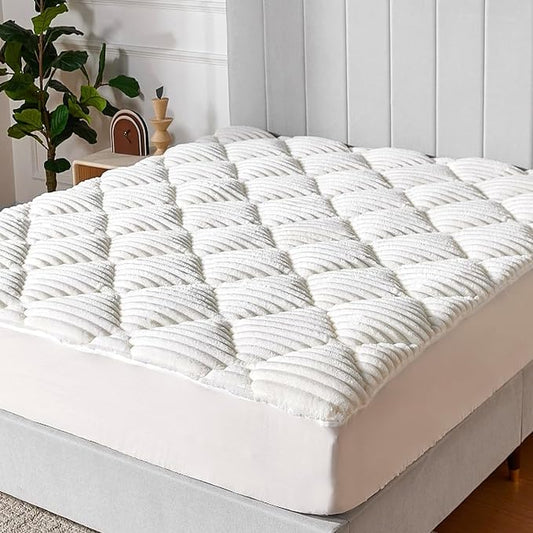Novilla Fleece Mattress Topper Full, Warm Sherpa Mattress Pad, Cloud-Like Soft Bed Cover for Winter, Deep Pocket fits up to 21", Machine Washable