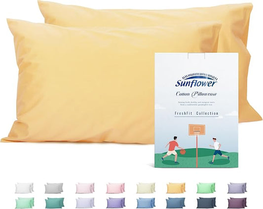 Sunflower King Pillowcases Set of 2, 100% Cotton King Pillow Cases 2, 20×40 inches Sheepskin, Soft and Breathable