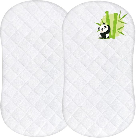Bassinet Mattress Protector Waterproof Cover Compatible with Halo BassiNest Swivel Sleeper, 2 Pack, Skin Friendly and Breathable Bassinet Mattress Pad