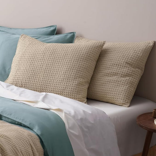 PHF Ultra Soft Waffle Weave Pillow Shams Standard Size, No Insert, 2 Pack 20" x 26" Pillowcases,Breathable & Skin-Friendly Pillow Cases, Stylish Decorative Bed Pillow Cases Covers, Khaki