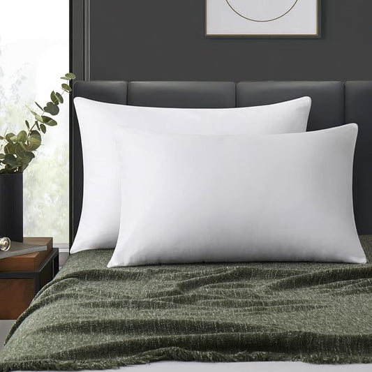 100% Cotton Zippered Pillow Cases Queen Size Set of 2, Super Soft & Breathable Pillow Protectors with Zipper, White Pillow Case Covers 20x30 Inches