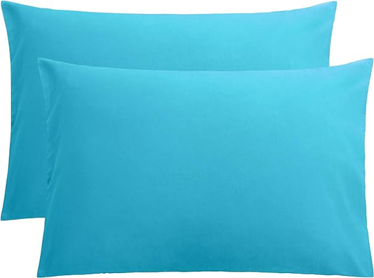 FLXXIE Pillow Cases Queen, Soft Microfiber Pillow Covers with Envelope Closure, Wrinkle Resistant Pillowcases, 2 Piece Set, 20x30, Blue