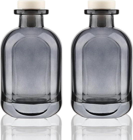 Glass Diffuser Bottles 2 Pack 5oz/150ml Reed Diffuser Bottle Empty Diffuser Bottle Refillable Aromatherapy Storage Container Reed Diffuser Sticks Bottles(Grey)