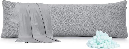 Rainmr Extra Long Body Pillow Cubies Memory Foam 150x50cm – Anime Body Pillow Insert for Adults – with Cooling Gray Cover Huggable Pillows 20x60 inches