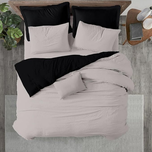 Kotton Culture 3 Pc King Size Duvet Cover Set- 100% Egyptian Cotton 600 Thread Count Ultra Soft Premium Durable Comforter Cover Zipper Closure & Corner Ties (Night's Shadow, King 104"x94")