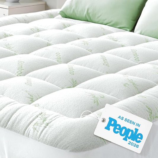Niagara Sleep Solution Ultra Soft California King Size Mattress Topper - Rayon Derived from Bamboo Pillow Top Mattress Pad for Back Pain Relief - Naturally Cooling for Hot Sleepers, Green