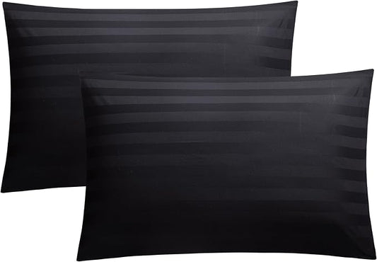 100% Cotton Classic Pillow Protectors with Invisible Zipper, 600 Thread Count Sateen Weave Soft and Breathable Pillow Cases, Protect Pillows from Dirt, Dust and Debris (Standard, 20"x26", Set of 2)