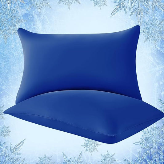 Elegear Cooling Pillow Cases for Hot Sleepers, Japanese Q-Max>0.55 Arc-Chill Cooling Pillowcases, Double Sided Elastic Cooling Pillow Covers with Hidden Zipper, Set of 2 - Standard & Queen Size