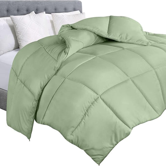 Utopia Bedding Twin Comforter Duvet Insert, Quilted Sage Green Comforter with Corner Tabs, Box Stitched Down Alternative Comforters Twin Size 64 x 88 inches