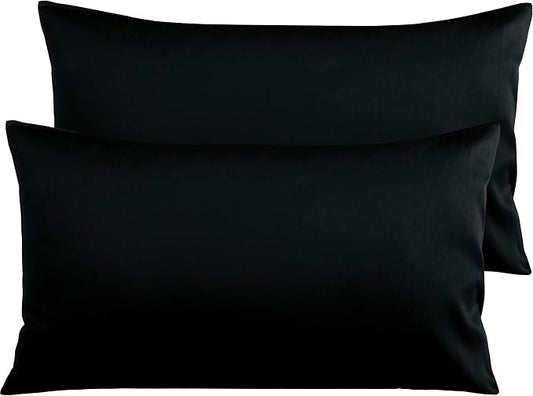 NTBAY Egyptian Cotton King Pillowcases - Set of 2, 500 Thread Count Cotton Pillowcases - Soft and Breathable Envelope Closure Pillow Cases - 20x36 Pillow Covers for Bed, Black