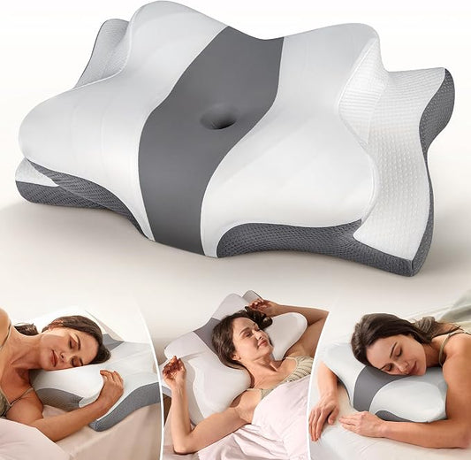 Cozyplayer True Cooling Cervical Neck Pillow for Pain Relief, Ergonomic Side Sleeper Pillow for Neck Support, Odorless Orthopedic Contour Memory Foam Pillows, Bed Pillow for Back Stomach Sleeper