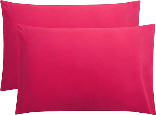 FLXXIE Pillow Cases Queen, Soft Microfiber Pillow Covers with Envelope Closure, Wrinkle Resistant Pillowcases, 2 Piece Set, 20x30, Magenta