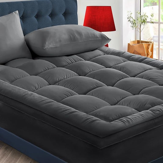 CYMULA Full Size Mattress Topper - Extra Thick Cooling Mattress Pad Cover for Back Pain - Soft Mattress Protector Firm Bed Topper Pillow Top with 8-21 Inch Deep Pocket 3D Snow Down Alternative Fill