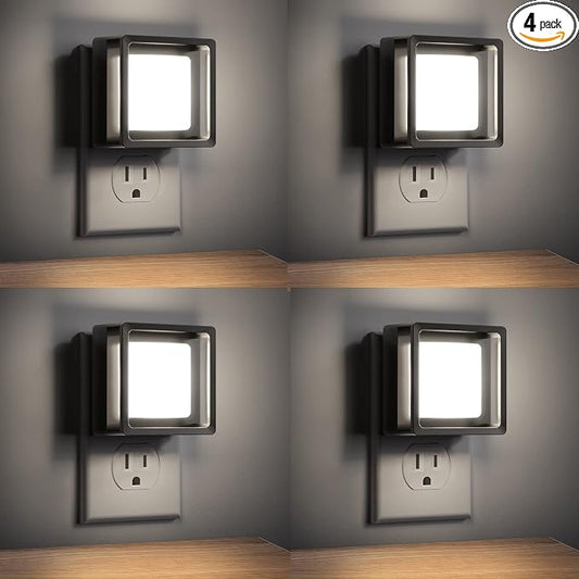 DORESshop LED Night Light, Plug-in [4 Pack], Dusk to Dawn Sensor, Night Lights Plug into Wall for Bedroom, Bathroom, Toilet, Stairs, Kitchen, Hallway, Kids,Adults, Nightlight, Daylight White 5000K…