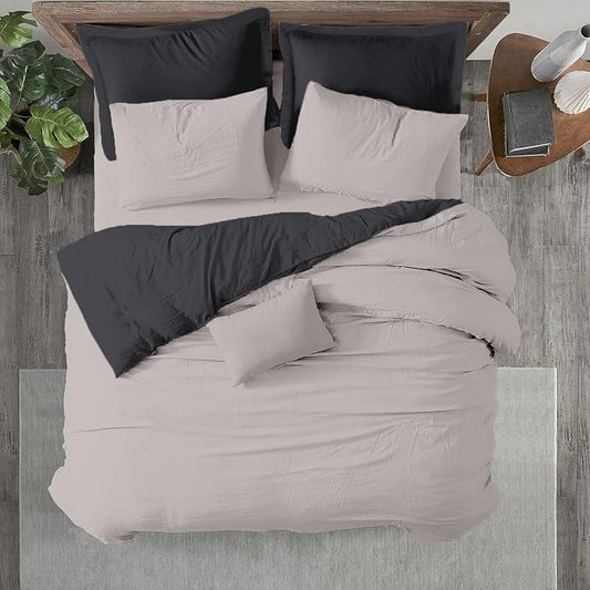 Kotton Culture 3 Pc King Size Duvet Cover Set- 100% Egyptian Cotton 600 Thread Count Ultra Soft Premium Durable Comforter Cover Zipper Closure & Corner Ties (Blended Grey, King 104"x94")