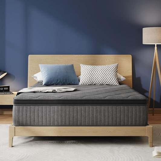 Avenco Queen Mattress, 12 Inch Queen Size Mattress in a Box, Medium Firm Hybrid Mattresses with Smarts™ Coil and Gel Memory Foam for Cool Night Sleep & Pressure Relief, CertiPUR-US Certified