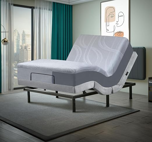 Irvine Home Collection Premium Full Adjustable Bed with 14 Inch Prime Gel Memory Foam Mattress, Massage, Zero Gravity, Anti-Snore, Programmable Memory Positions, USB, Underbed Lighting, Zero Clearance