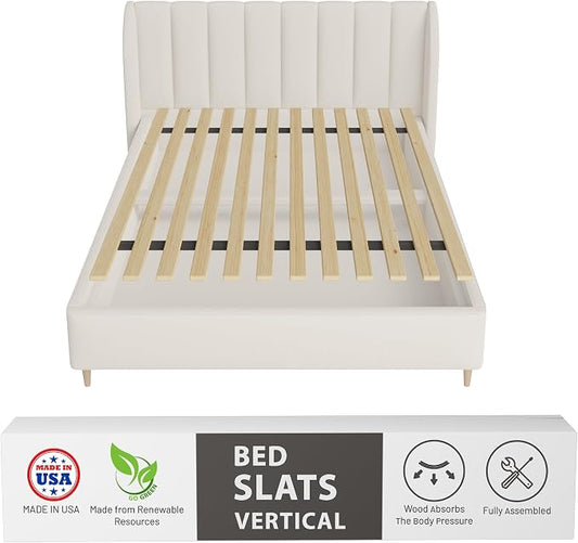 Greaton, 0.68-Inch Vertical Wooden Bunkie Board/Bed Slats, Twin, Beige