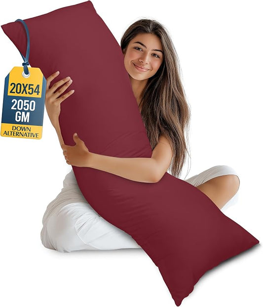 Utopia Bedding Full Body Pillow for Adults (Burgundy, 20 x 54 Inch), Long Pillow Insert for Sleeping, Ideal for Side Sleepers