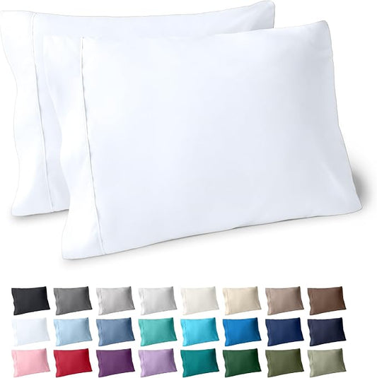 Bare Home Microfiber Pillow Cases - King Size Set of 2 - Cooling Pillowcases - Double Brushed - White Pillowcases 2 Pack - Easy Care (King Pillowcase Set of 2, White)