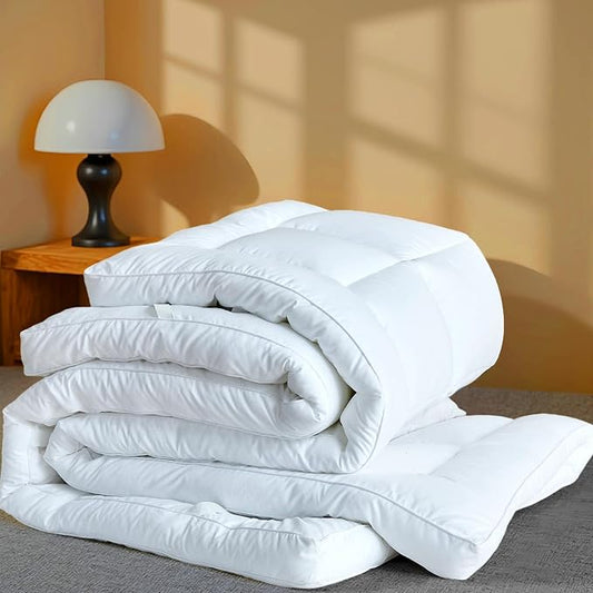 Luxury Hotel Sellected 3 Inch Mattress Topper King, Goose-Down-Like Fiber Mattress Topper for Any Season Any Room, Ultra Fluffy and Long-Lasting, Durable, 4 Elastic Bands