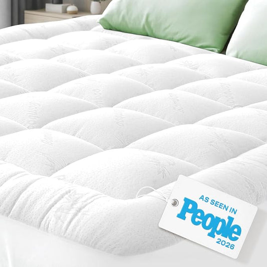 Niagara Sleep Solution Ultra Soft King Size Mattress Topper - Rayon Derived from Bamboo Pillow Top Mattress Pad for Back Pain Relief - Naturally Cooling for Hot Sleepers, White