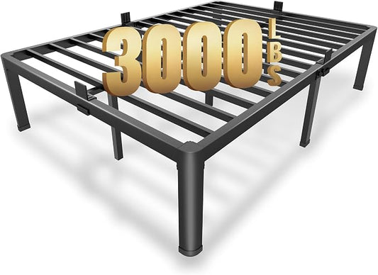 MAF 12 Inch Full Size Metal Platform Bed Frame with Round Corner Legs, Mattress Slide Stopper, 3000 LBS Heavy Duty Steel Slats Support, No Box Spring Needed, Noise Free