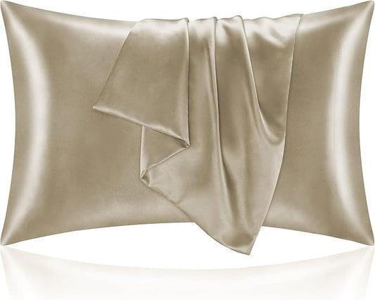 BEDELITE Satin Pillowcase for Hair and Skin, Super Soft and Cooling Similar to Silk Pillow Cases 2 Pack with Envelope Closure, Gift for Women Men(20"x36" King Size, Taupe)