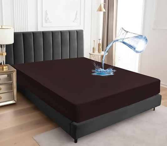 Sufdari Twin XL Mattress Protector,Waterproof Mattress Protector,Fitted Sheet Style Mattress Cover with 18" Deep Pocket,Washable and Comfortable-Chocolate,Twin XL
