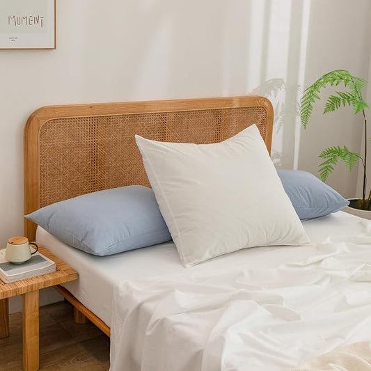 BESTOUCH 100% Washed Cotton Pillowcase for Hair and Skin Linen Feel Soft Comfortable Breathable 2 Set Pillow Case with Envelope Closure Solid Off White Euro 26x26 Inches