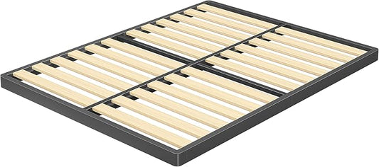 VIPSHOW 2 Inch Wood Slat Queen Box Spring with Round Corners - 3000 lbs Capacity, Low Profile Bed Slat Replacement Bunkie Board with Metal Frame, Noise-Free, Easy Assemble, Black
