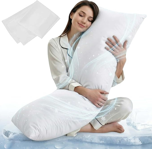 ELNIDO QUEEN Cooling Body Pillow Insert with Cover – Breathable Long Body Pillow for Side Sleepers, Soft Support Bed Pillow for Adults, 20x54 Inches White