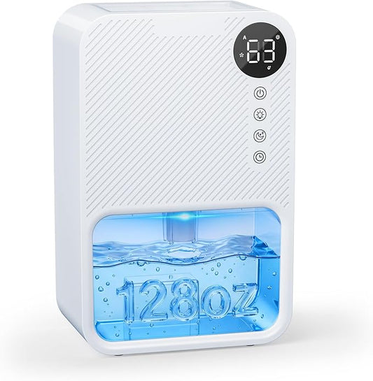 Dehumidifier,128oz Visible Water Tank 1000 sq.ft Dehumidifier for Home – Quiet Portable Unit with 24-Hour Timer, Auto Shut-off, Sleep Mode & 7-Color Night Light for Bathroom, Bedroom, Basement, RV
