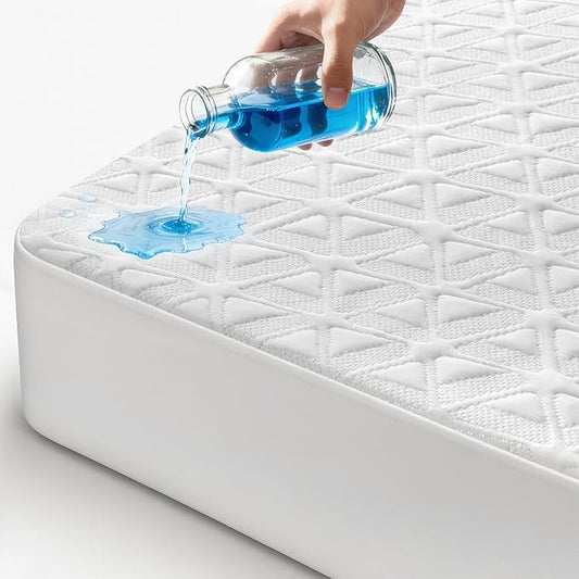 Waterproof Mattress Protector Twin XL, Soft Breathable Mattress Pad with Deep Pocket 8"-21", Noiseless 3D Air Fabric Cooling Mattress Cover for Bed, Machine Washable, White