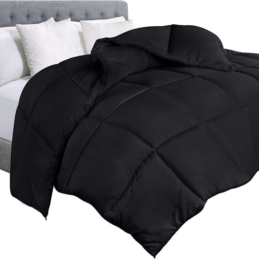 Utopia Bedding King Comforter Duvet Insert, Quilted Black Comforter with Corner Tabs, Box Stitched Down Alternative Comforters King Size 90 x 102 inches