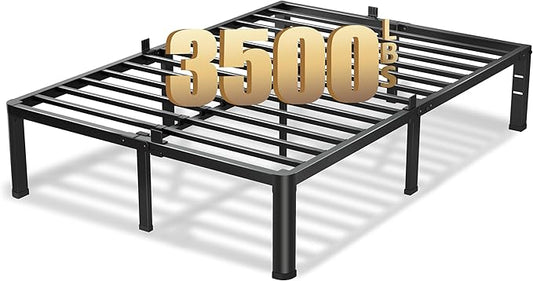VIPSHOW 16 Inch King Size Bed Frame, 3500Lbs Heavy Duty Metal Platform with Round Corner Legs Mattress Slide Stopper, Steel Slat Support No Box Spring Needed, Noise Free, Non-Slip, Easy Assembly